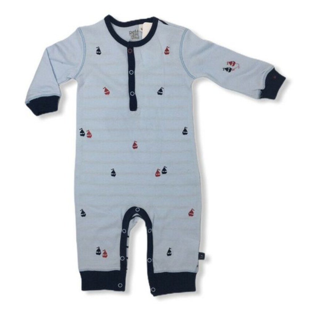 Petit Lem Baby Boys Blue One-Piece Playsuit